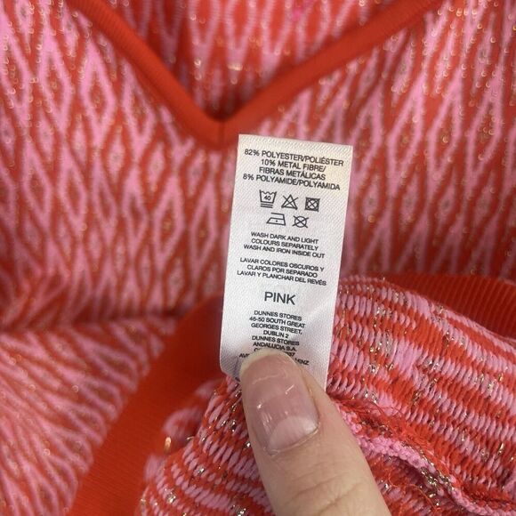 NWOT Revolve Saylor Pink Gold Red  Metal Fibre Polyamide Ruffle Sweater Top Sz M - Picture 7 of 8